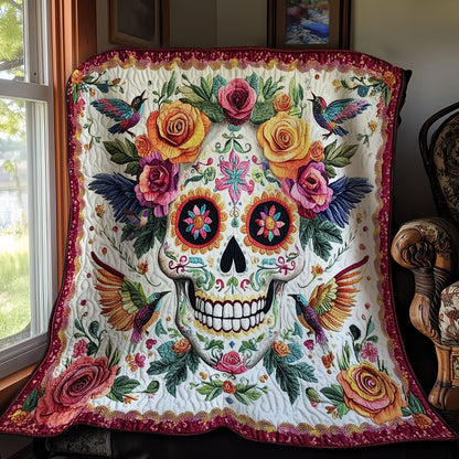 Flower Hummingbird Skull WY1511012CL Quilt