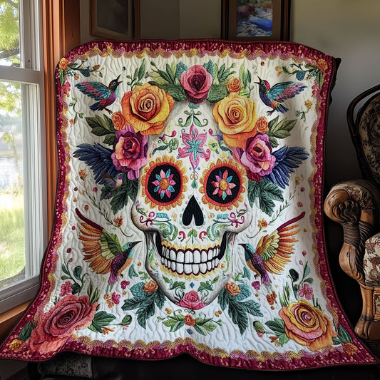 Flower Hummingbird Skull WY1511012CL Quilt