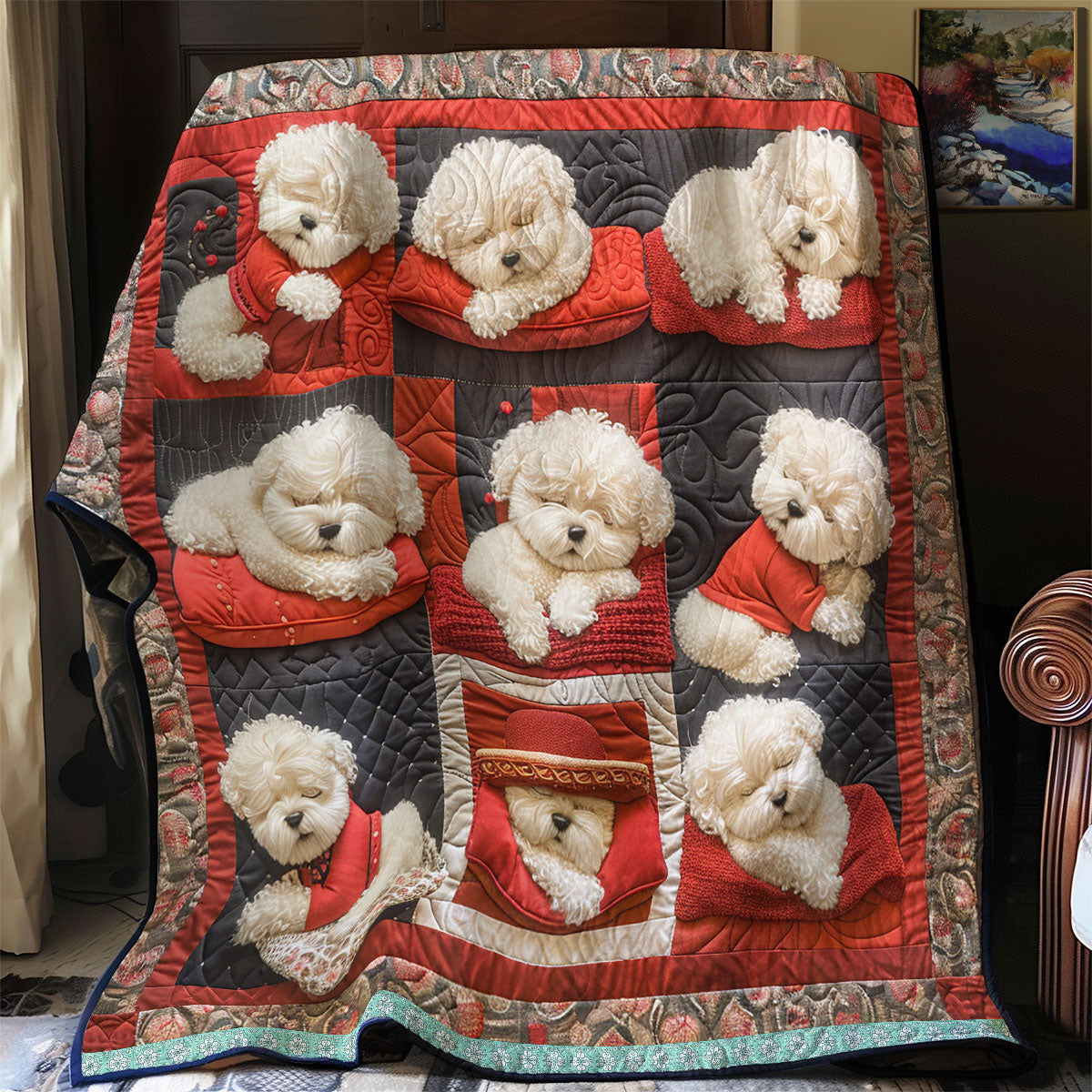 Bichon Frise Sleeping WN1209072CL Quilt