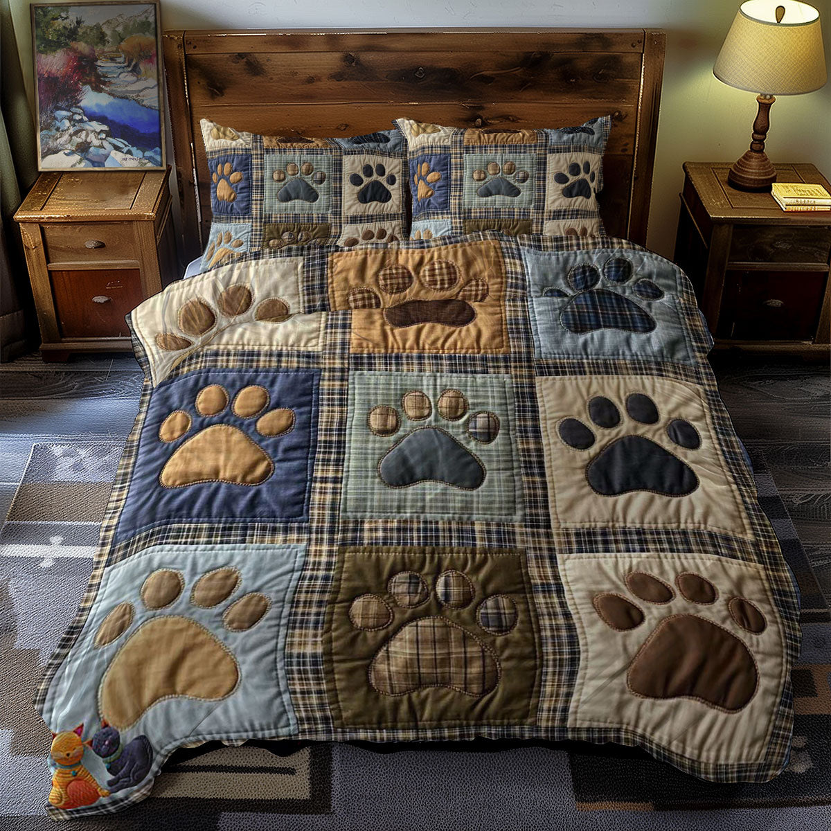 Patchwork Dog Paws WN0310115CL Duvet Cover Set