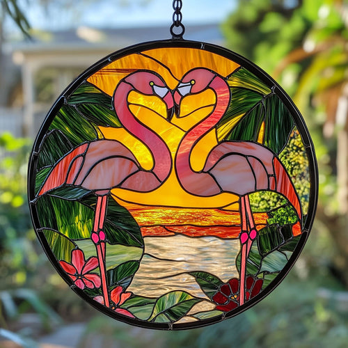 Couple Flamingo WY2202122CL Suncatcher