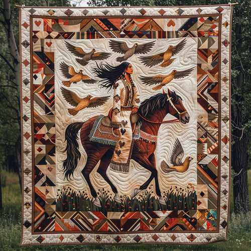 Native American Woman WJ1510017CL Quilt