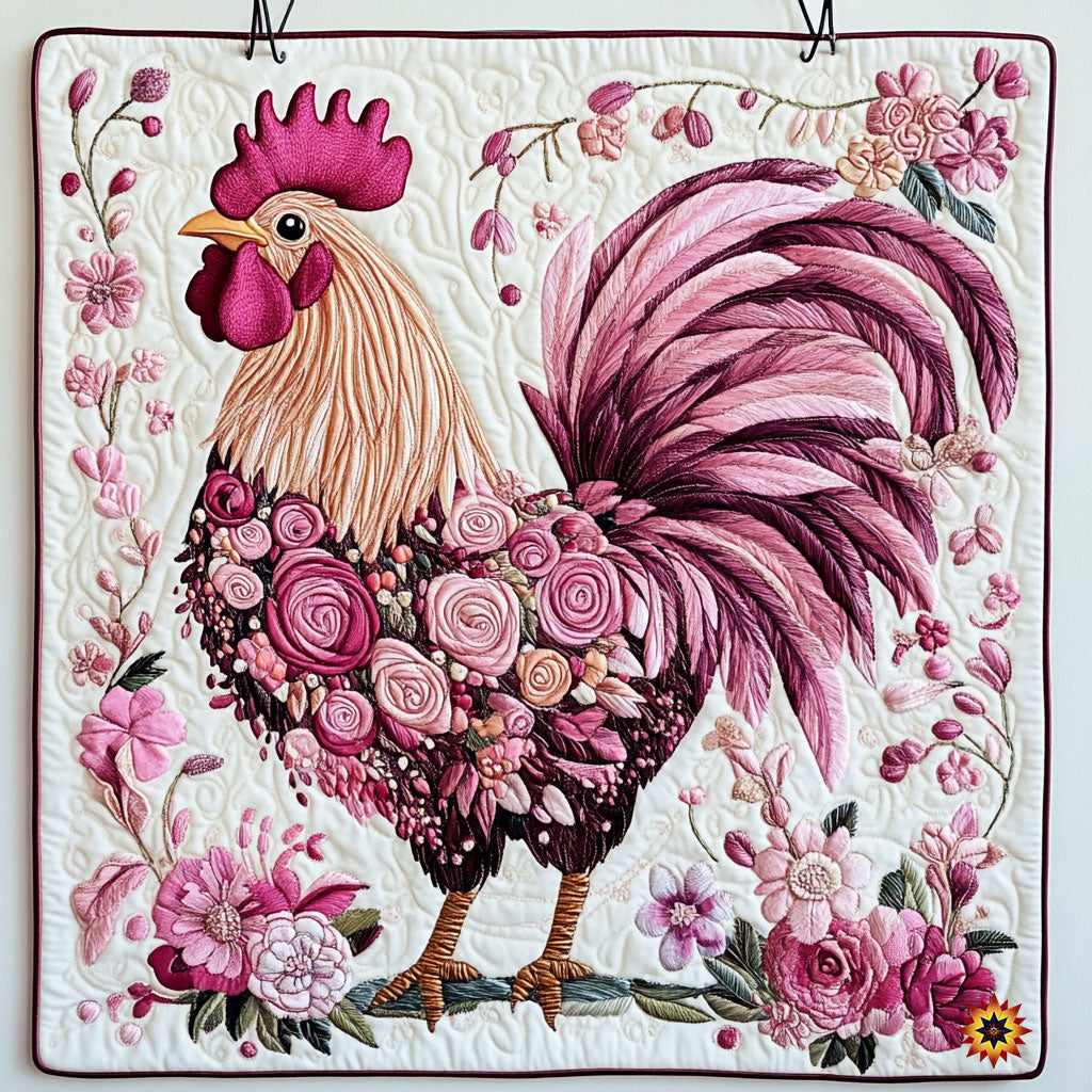 Pink Flower Chicken WY1911007CL Quilt