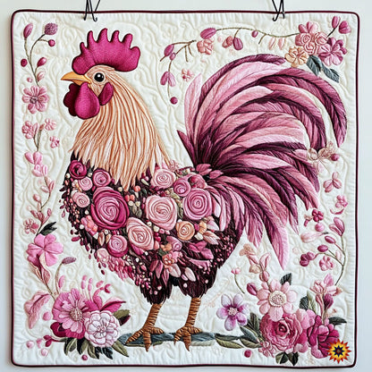 Pink Flower Chicken WY1911007CL Quilt