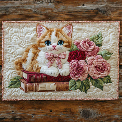 Cat And Book CP2105030CL Quilted Table Runner