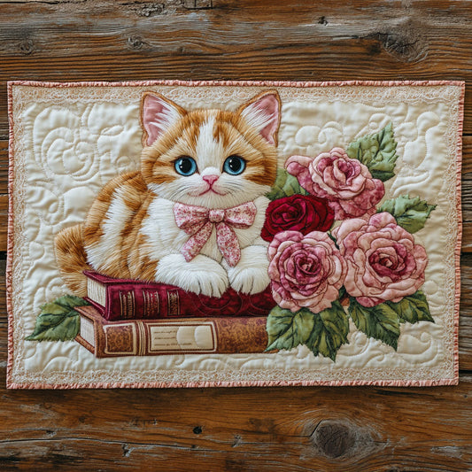 Cat And Book CP2105030CL Quilted Table Runner