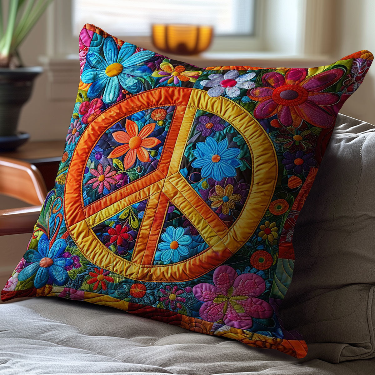 Trippy Hippie Sign WJ2009041CL Quilt Pillow Case