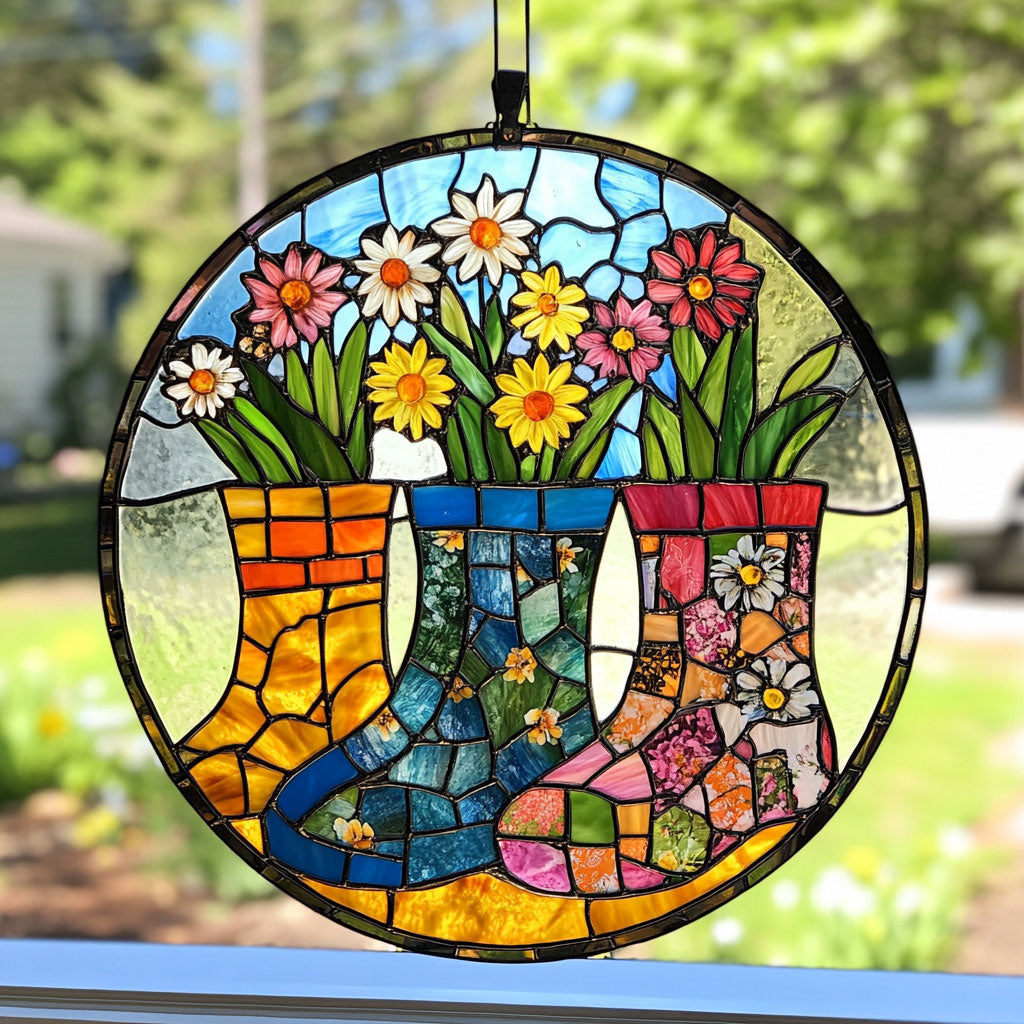 Colorful Flower Boots WY2202117CL Suncatcher
