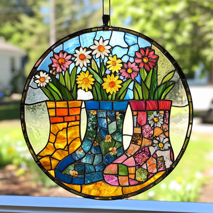 Colorful Flower Boots WY2202117CL Suncatcher
