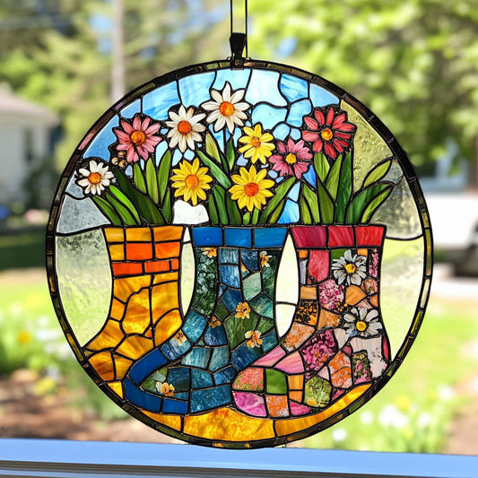 Colorful Flower Boots WY2202117CL Suncatcher