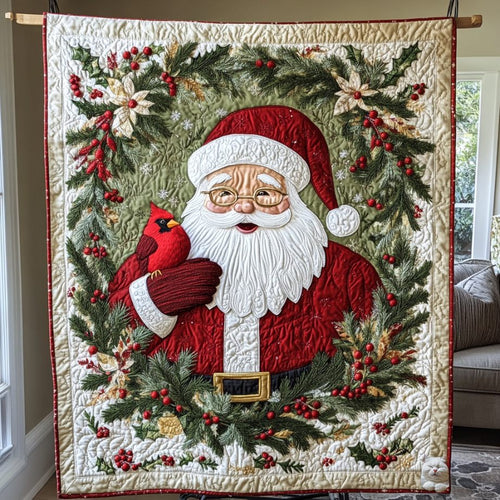 Santa And Cardinal WU0411013CL Quilt