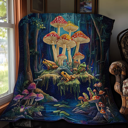 Frog Family Mushroom Forest WY2511025CL Quilt