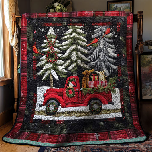 Red Truck And Festive Dachshunds WN1109014CL Quilt