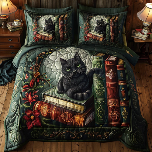 Black Cat In Book WY1001006CL Duvet Cover Set