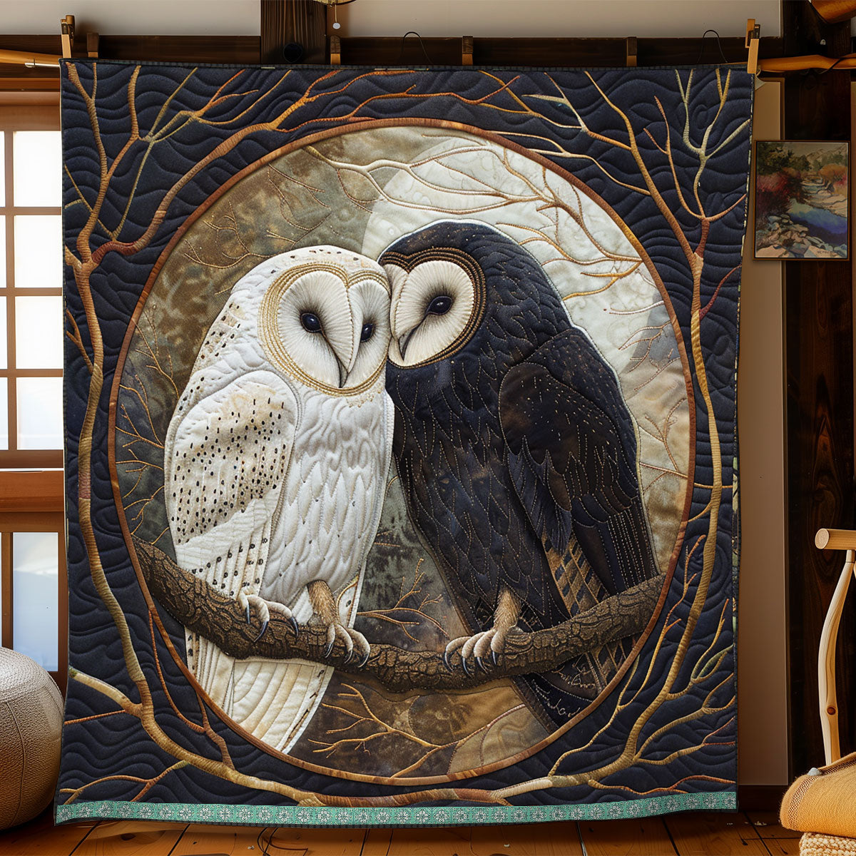 Native American Couple Owl WP0609001CL Quilt