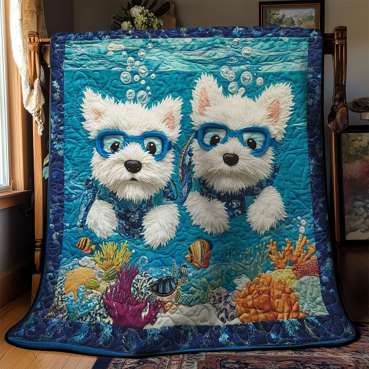 Scuba Westie Fun WN0811057CL Quilt