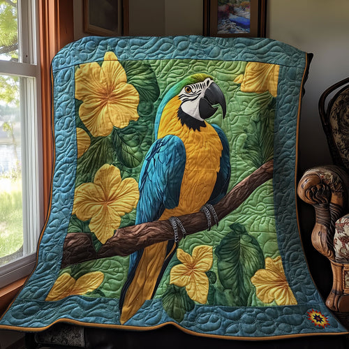 Yellow FLower And Parrot WY0611029CL Quilt