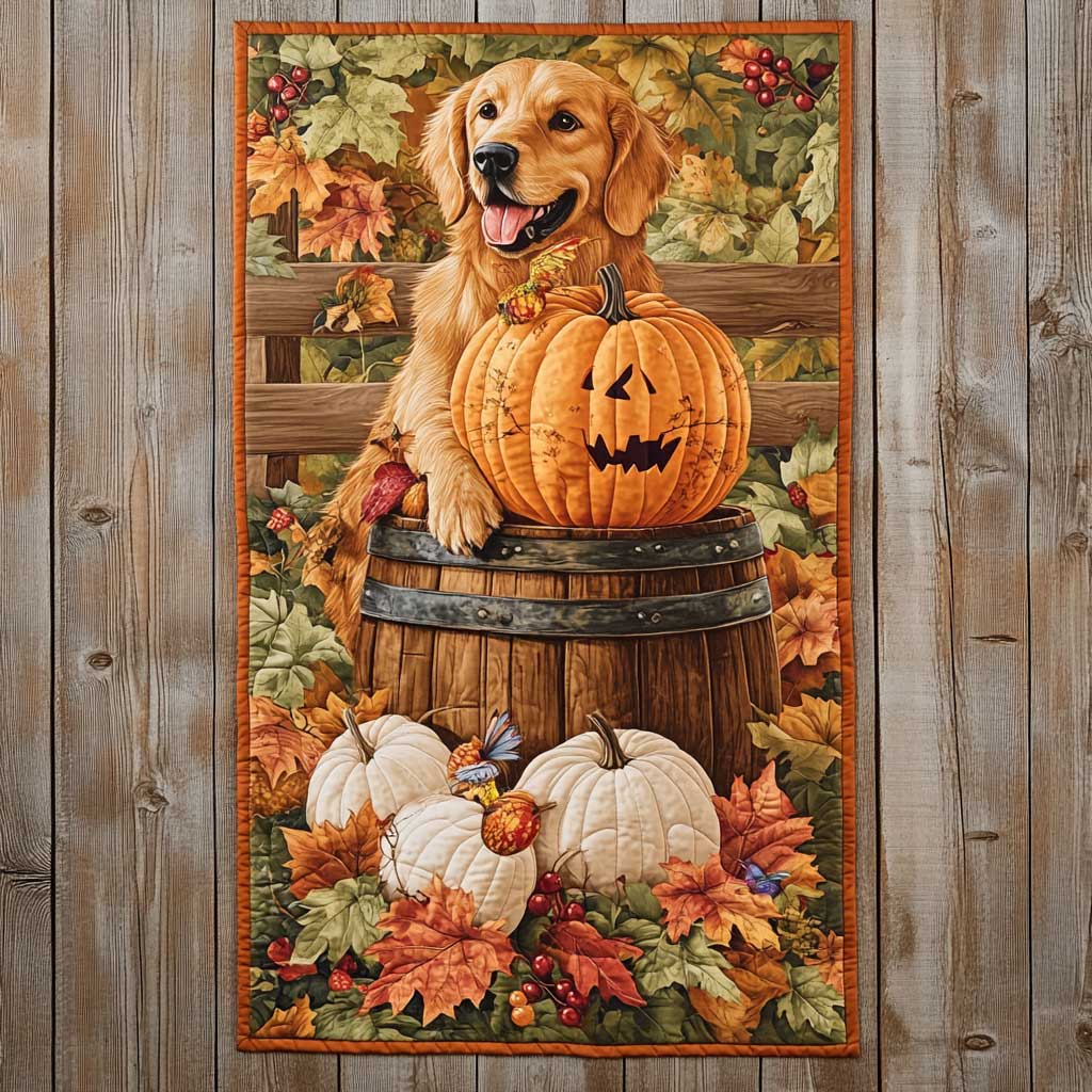 Golden Retriever's Happy Harvest WN2709081CL Quilted Table Runner