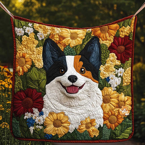 Corgi Floral Portrait WP0910005CL Quilt