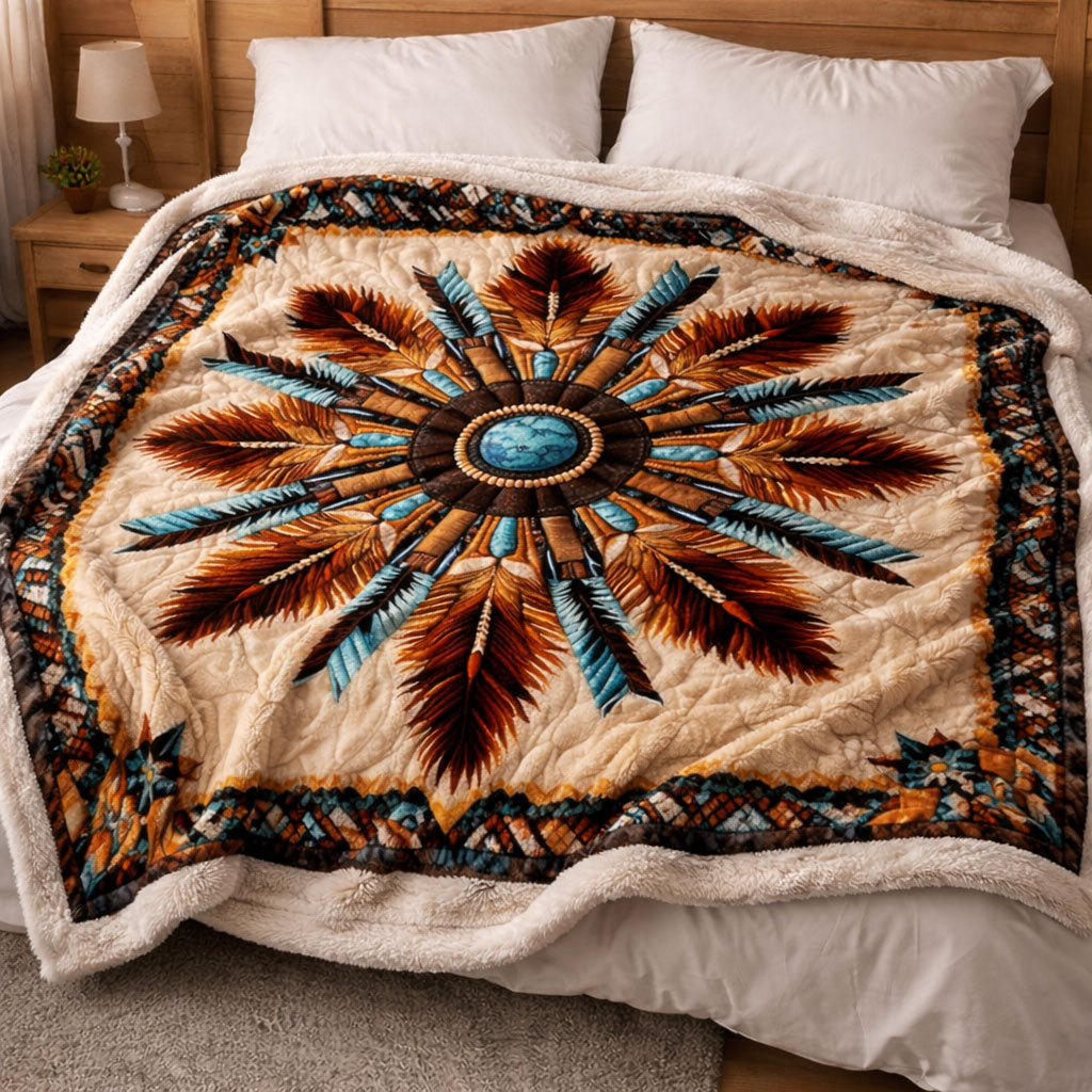 Sacred Feather Mandala KL2101008CL Faux Fur Throw Blanket
