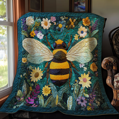 Teal Garden Bee WY0611040CL Quilt
