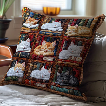 Cat Sleeping Library WY0612084CL Quilt Pillow Case