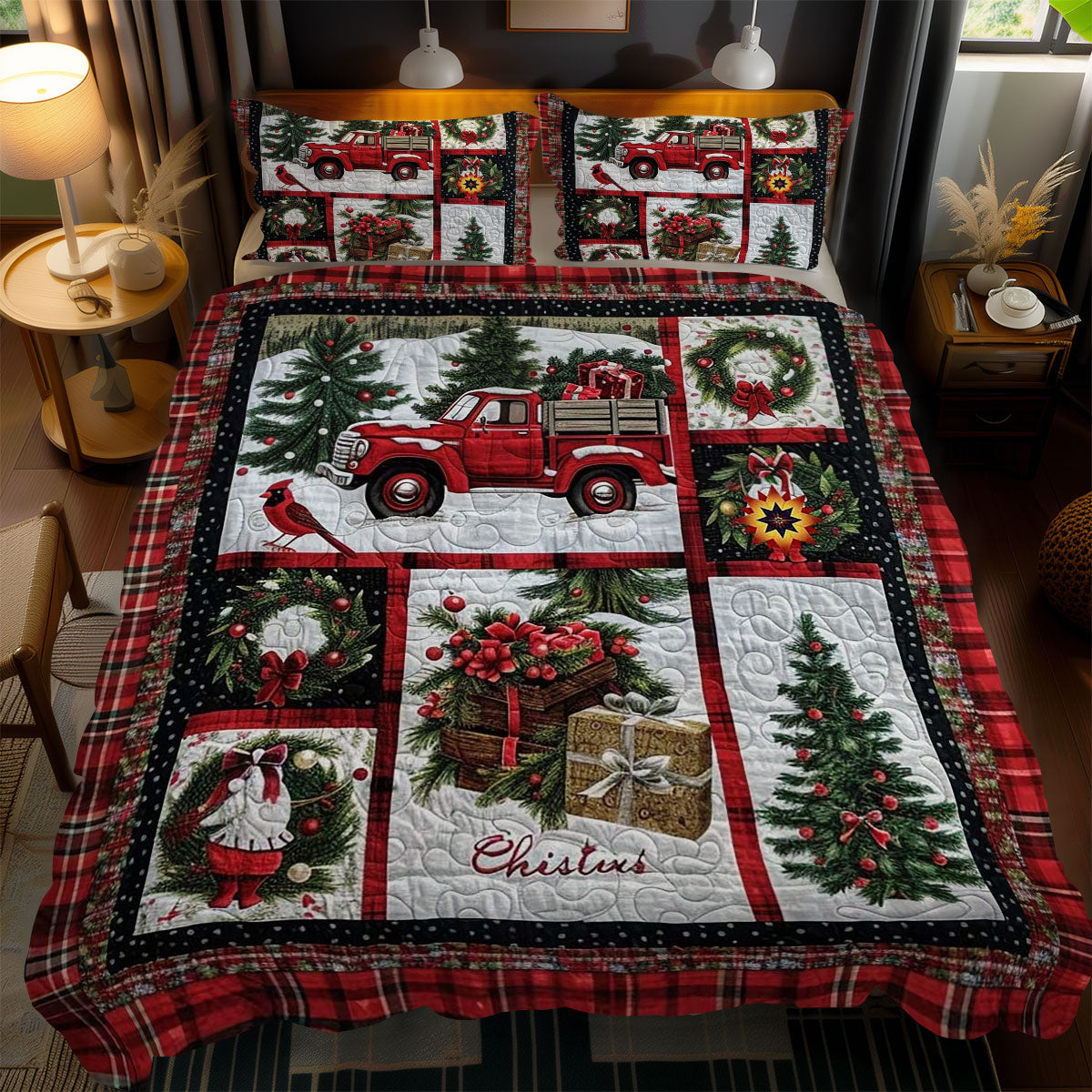 Festive Red Truck WN1510054CL Duvet Cover Set