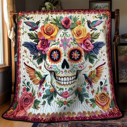 Flower Hummingbird Skull WY1511012CL Quilt