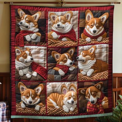 Happy Corgi Sleeping WN1209004CL Quilt