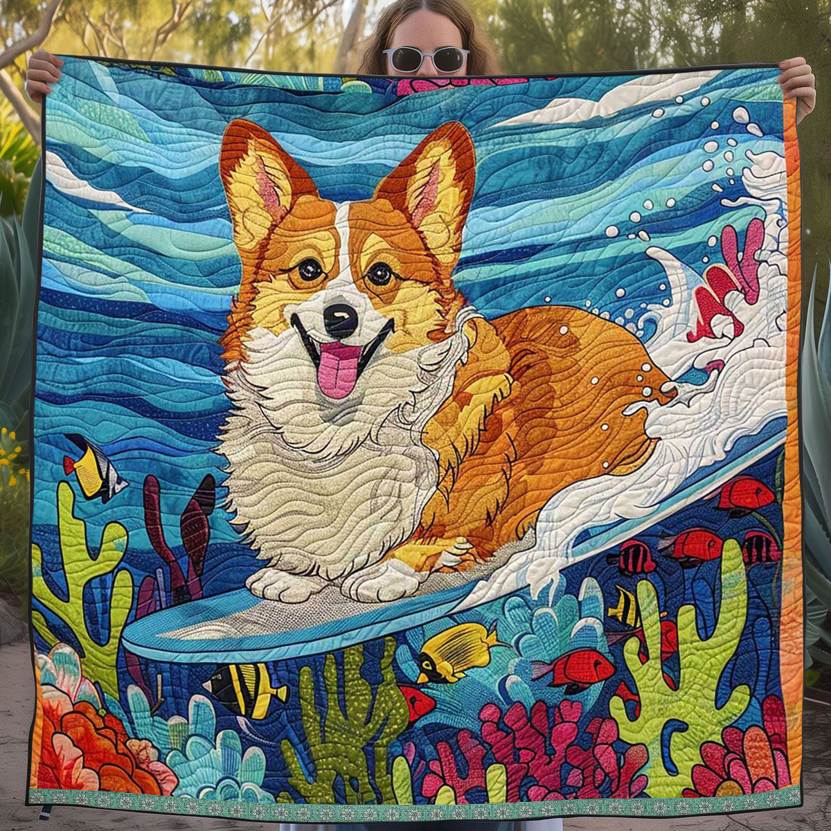 Surfing Corgi WJ2409023CL Quilt