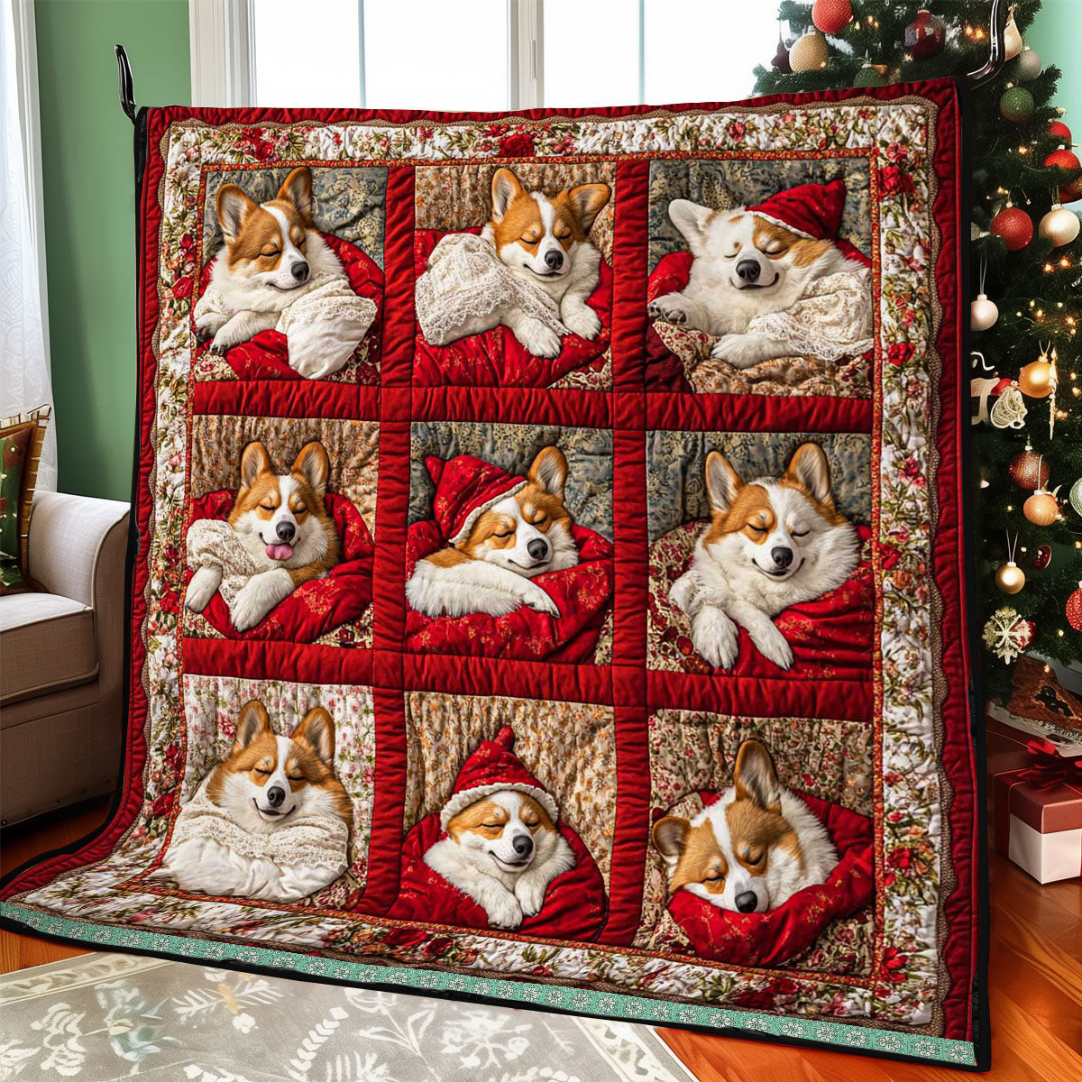 Sleeping Corgi WJ3009013CL Quilt