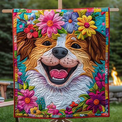 Happy Flower Dog WN1210025CL Quilt