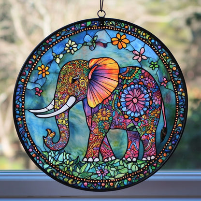 Elephant WU2210042CL Stained Glass Suncatcher