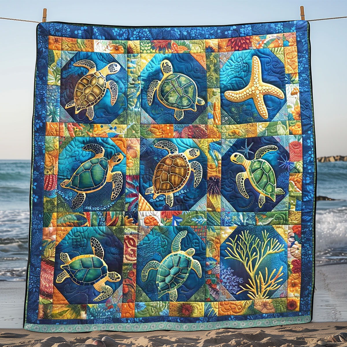 Hexagon Turtle Starfish WP0509023CL Quilt