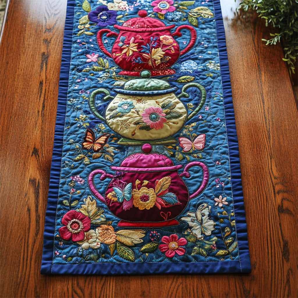 Teapot In Garden WY2802060CL Quilted Table Runner