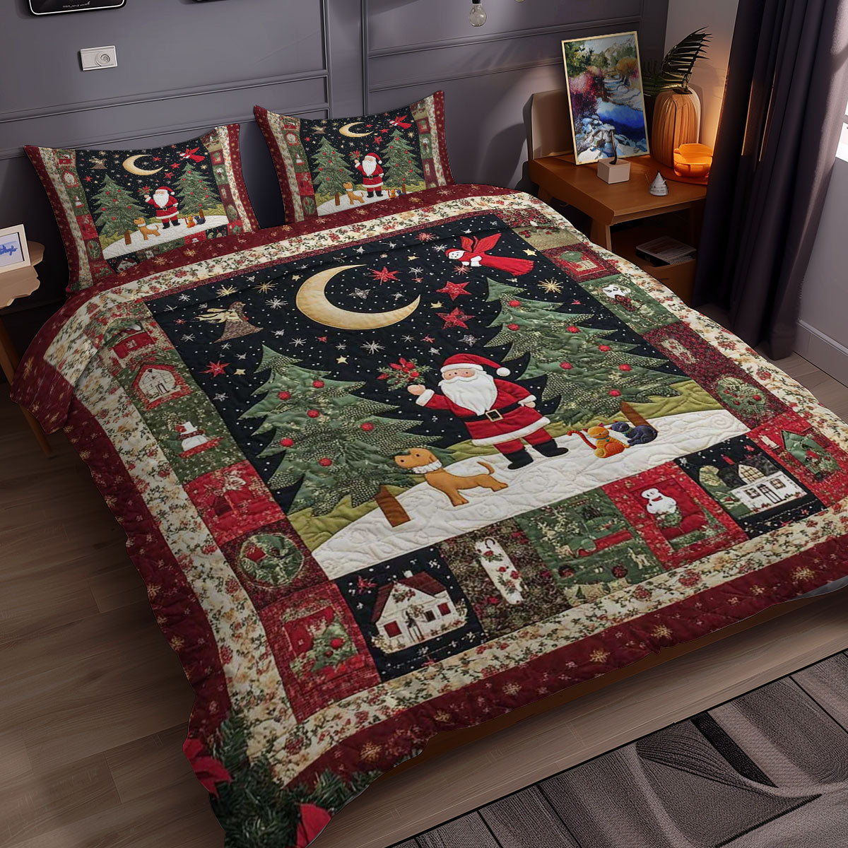 Dog’s Christmas Night Sky WN0310095CL Duvet Cover Set