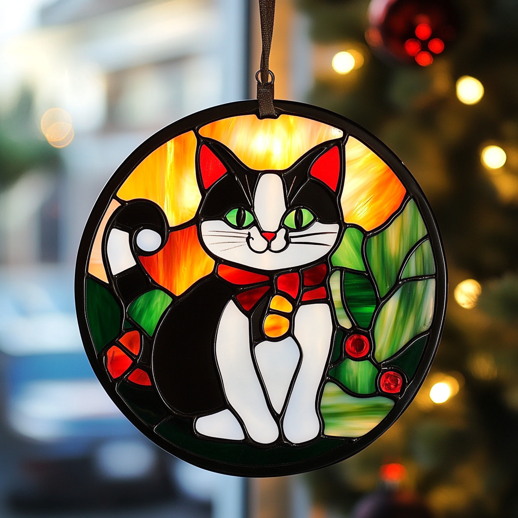 Christmas Cat WJ3010043CL Suncatcher