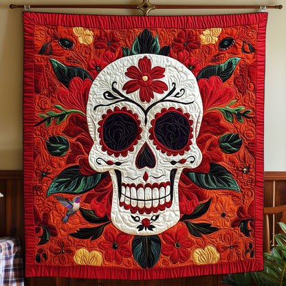 Orange Flower Skull WY2811036CL Quilt