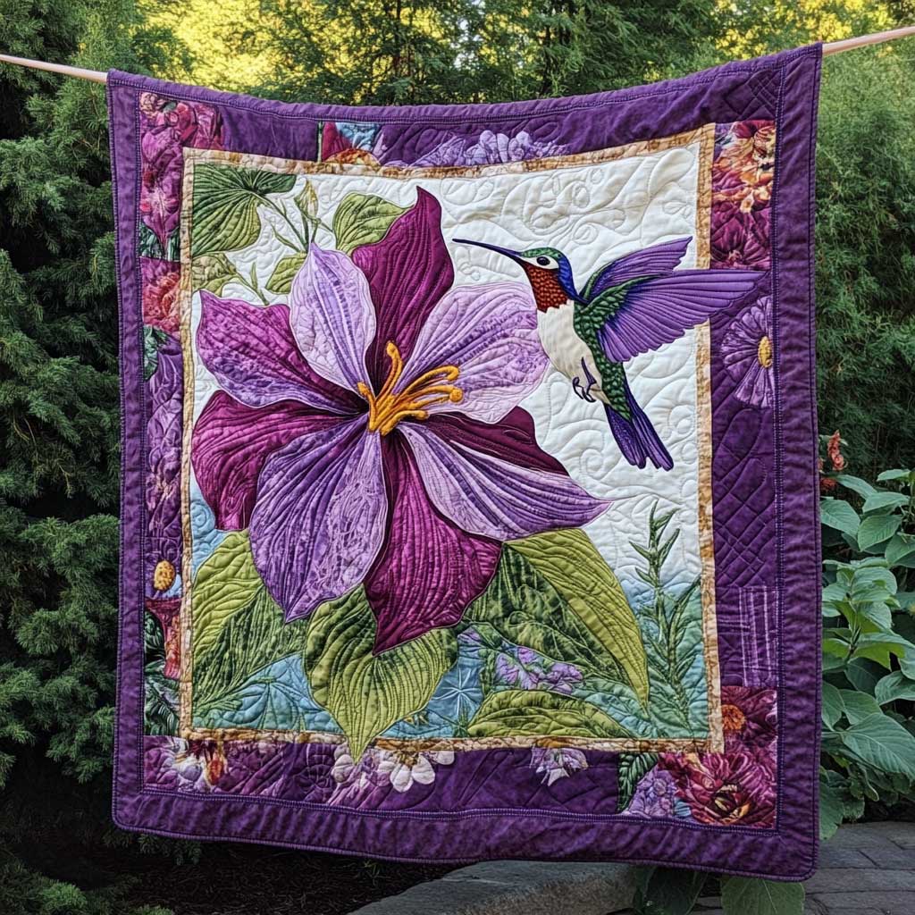 Hummingbird's Amethyst Petals WN2709047CL Quilt