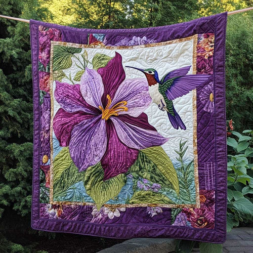 Hummingbird's Amethyst Petals WN2709047CL Quilt