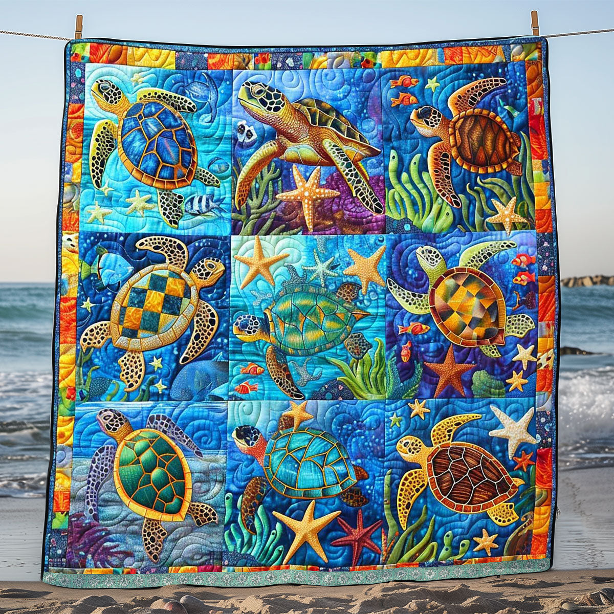 Vibrant Turtle Patchwork WP0509050CL Quilt