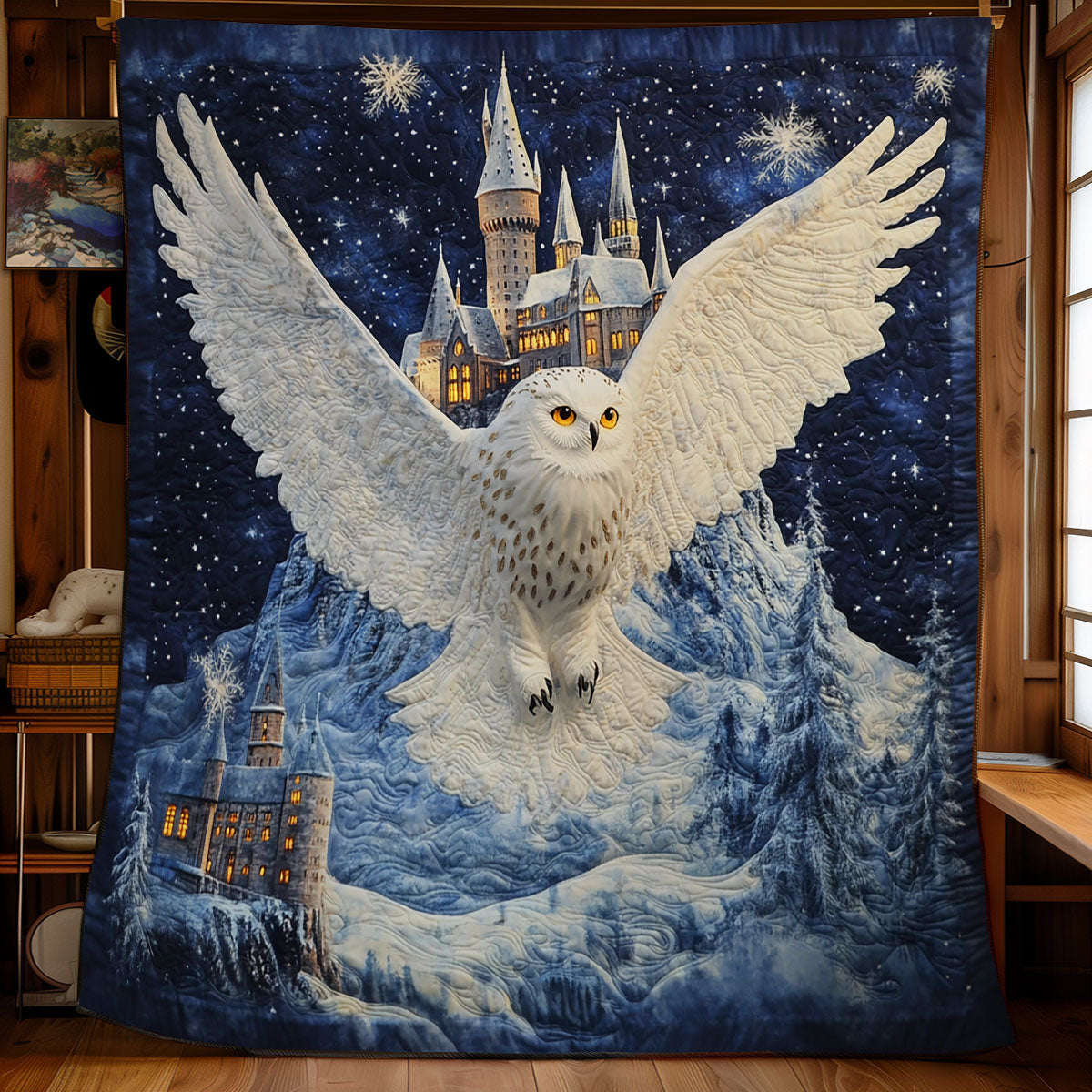 Owl In Snow Forest WY0801084CL Quilt