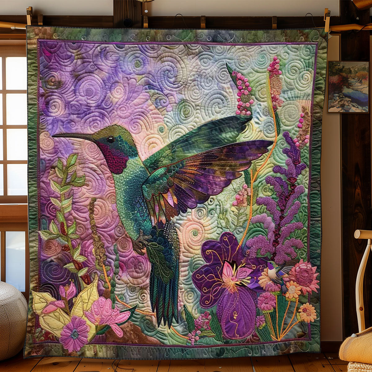 Hummingbird's Floral Symphony WN2310025CL Quilt
