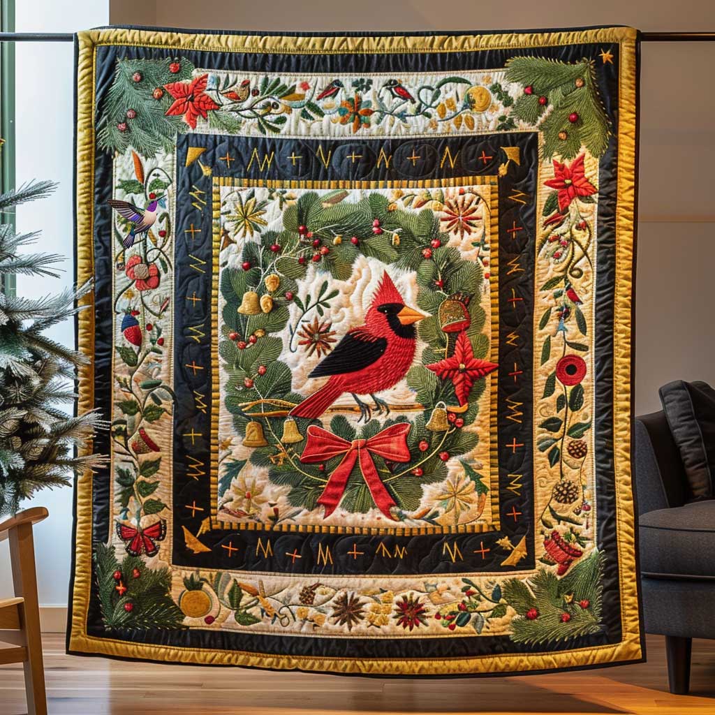 Cardinal Christmas Wreath WP2110004CL Quilt