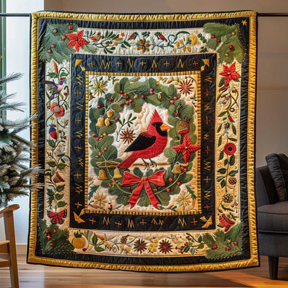 Cardinal Christmas Wreath WP2110004CL Quilt
