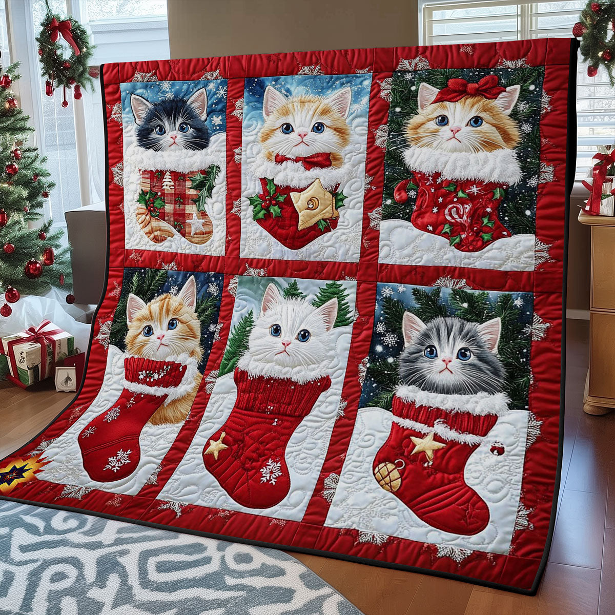 Christmas Socks Cat WY1012025CL Quilt