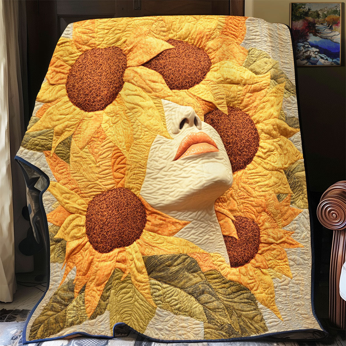 Sunflower Women Portrait WY0202065CL Quilt