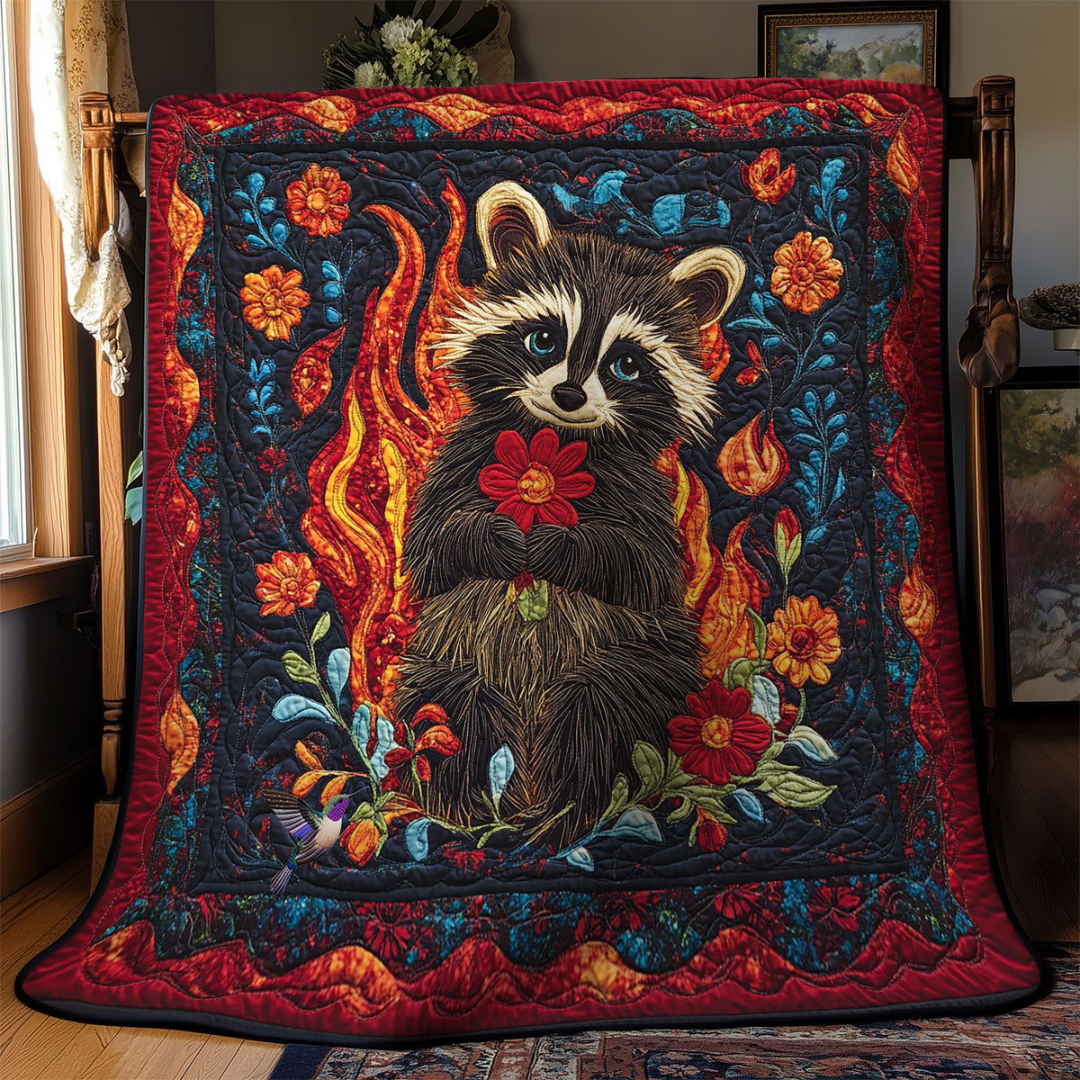 Flame Raccoon WY2012045CL Quilt