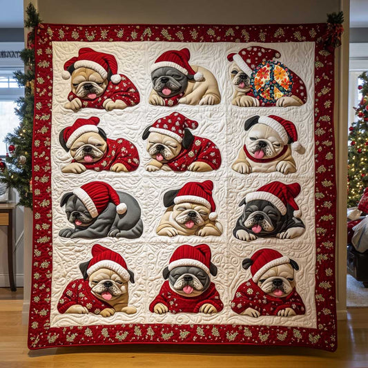 Christmas Night Sleeping Bulldog WP0810019CL Quilt