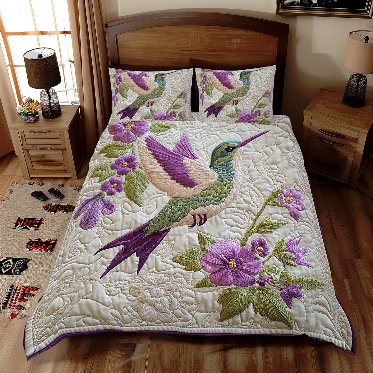 Elegant Hummingbird Perch WX2512077CL Duvet Cover Set